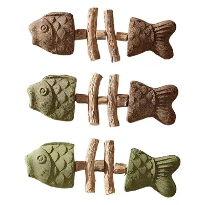 Cat Teaser Wand Catnip Fish Bone Chew Toy Durable - 6