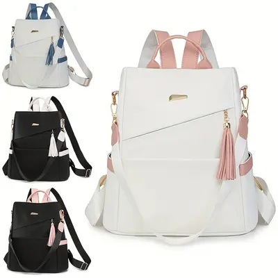 Women's Anti-Theft Backpack 2025 New Fashion Soft Leather Dual-Purpose Large Capacity Travel Backpack Lightweight Daily School Bag - 2