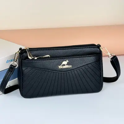 PU Women's Bag Large Capacity Multi-Layer Crossbody Bag Shoulder Bag Versatile Patchwork Bag - 12