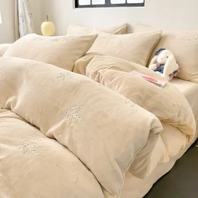 Embroidered Milk Velvet Bedding Set, 4-Piece Thickened Winter - 9