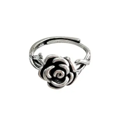 925 silver flower open ring, Thai silver, non-tarnishing