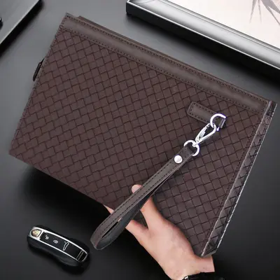 Men's Retro Plaid Clutch with Multiple Compartments for Phone and Documents - 9
