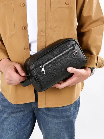 Men's Business Clutch Bag, Large Capacity with Phone Compartment and Wallet
