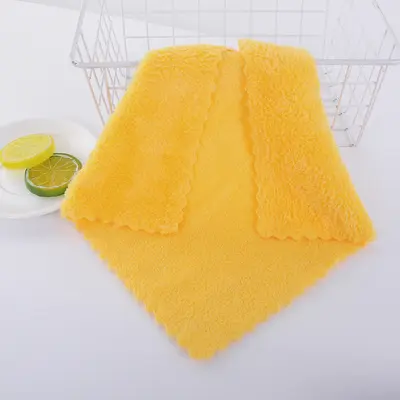 Warp-edge jacquard knitted coral velvet small square towel 30x30 cm children's towel absorbent soft fabric baby face towel - 8