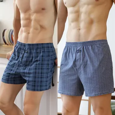 Erkek %100 Pamuk Bol Kesim Boxer Şort, Yüksek Belli, Ev Pijama Pantolonu - 8