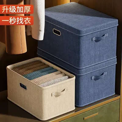 Fabric Storage Box with Lid and Compartments, Foldable