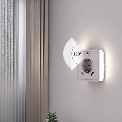 Ningbo Soma Elektrik Avrupa standart priz LED sensörlü ışık, yüksek estetik yatak odası atmosferi, USB kompakt çok fonksiyonlu kablosuz