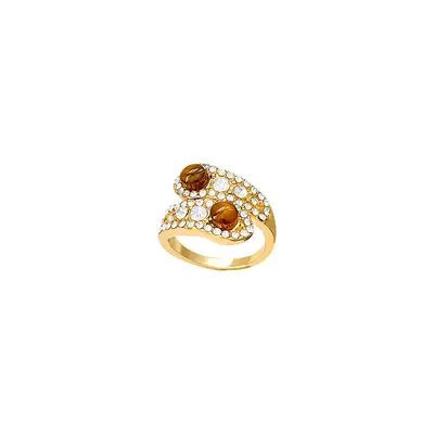 Tiger's Eye Stone Zircon Ring for Women - 6