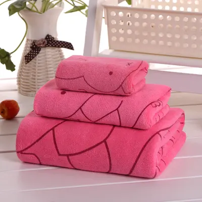 Bedruckte Badetuchgarnitur, 3-teilig, Unisex