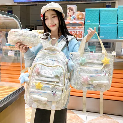 Schulrucksack-Set, 3-teilig, großes Fassungsvermögen, leicht, für Mittelschülerinnen - 11