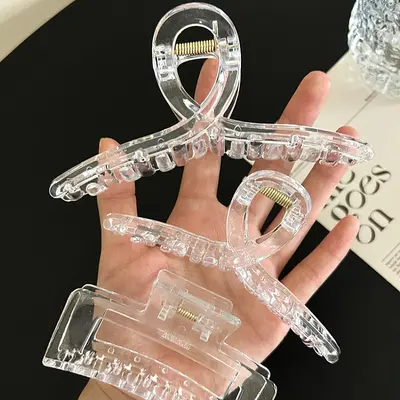 2025 new acrylic large high transparency claw clip popular base clip handmade hair clip accessory manufacturer direct sales