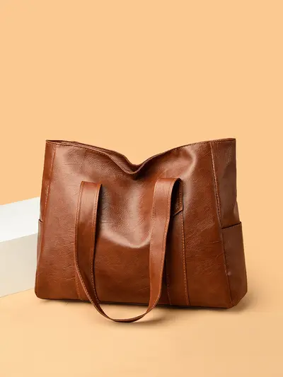 Women's Large Soft Leather Tote Bag - 6