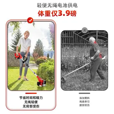 Folding Lithium-Battery Electric Lawn Mower with Wheels, Wireless Rechargeable