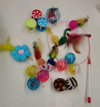 铃铛球逗猫棒套装宠物猫咪玩具组合多款老鼠镂空球搭配幼猫