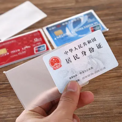 Anti-Magnetic Transparent ID Card Holder with Neck Strap and Bus Card Slot