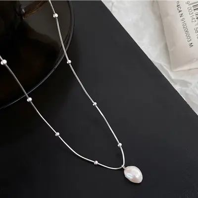 Freshwater pearl necklace, titanium steel, non-fading - 2