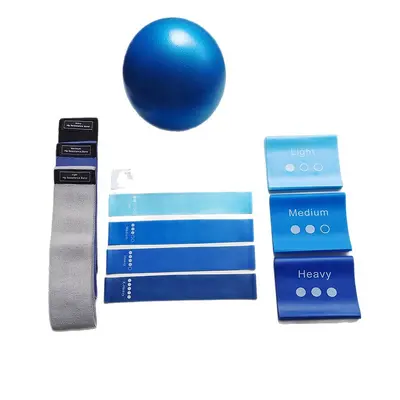 Pilates Resistance Band Set, Heavy-Duty, Blue Gradient - 6