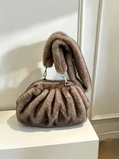 Women's Plush Pleated Cloud Shoulder Crossbody Bag - 4