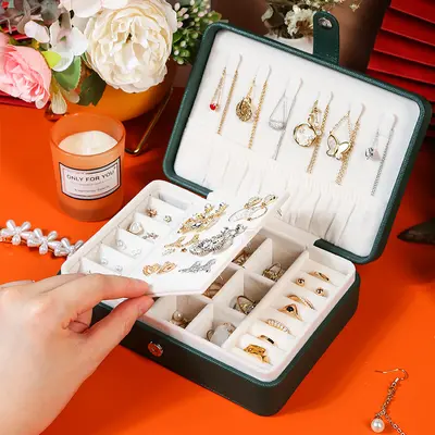 Portable PU Simple Jewelry Box Earring Ring Jewelry Storage Box Multifunctional Jewelry Organizer Wholesale