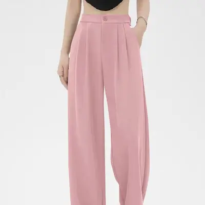 Damen-Anzughose, hohe Taille, locker, gerades Bein, Weitenschnitt - 8