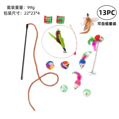 Cat Toy Combo Set with Cat Teaser Wand and Mouse Toys - 12
