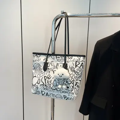 Damen-Schultertasche mit Graffiti-Design, große Kapazität - 7