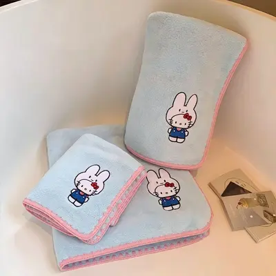 KT coral fleece 3-piece towel set, quick-drying and lint-free