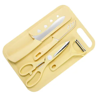 Stainless Steel Kitchen Knife Set with Cutting Board and Paring Knife