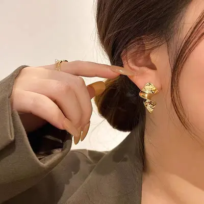 Heart design spiral geometry earrings creative style - 4