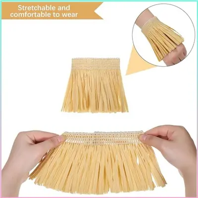 Hawaiian Style Five-Piece Tassel Beach Skirt Set, Party Grass Skirt