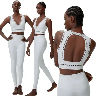 Yoga-Set für Damen mit Rückenausschnitt, zweiteilig, Plus Size, elastisch