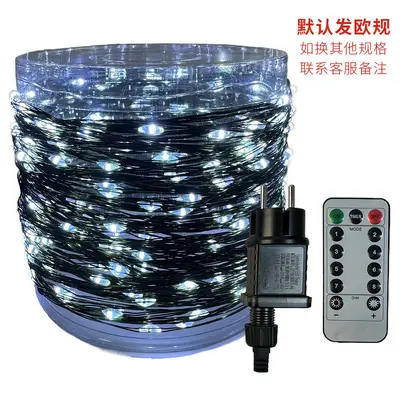 Noel ağacı ışık dize led yıldız dekorasyon atmosfer ışığı koyu yeşil bakır tel ile açık su geçirmez Noel dekorasyon ışıkları - 8