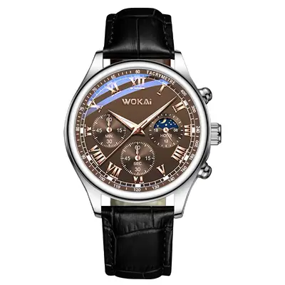 Wokai WK Herrenarmbanduhr Quarz Sportarmbanduhr Freizeit Lederarmband Herrenuhr