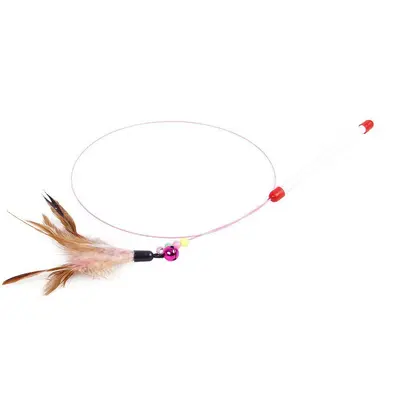 Cat Teaser Wand Toy, Long Handle, Feather and Bell, Replacement Head - 6