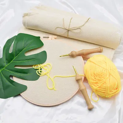Russischer Poke-Stickereistoff, DIY-Stickmaterial mit Wollgarn