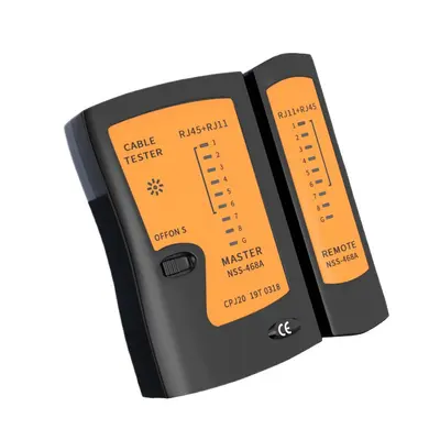 RJ45/RJ11 network cable tester with signal continuity detector