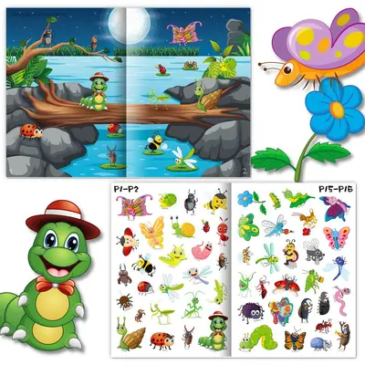 Insect Sticker Book for Children, Quiet Book for Early Learning and Concentration - 4