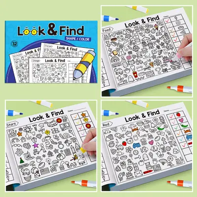 Children's Spot the Difference Coloring Book with Early Learning Flash Cards - 3