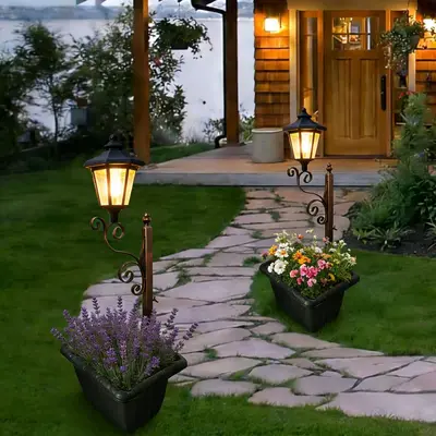 Solar-Gartenleuchte aus Schmiedeeisen, sechseckig