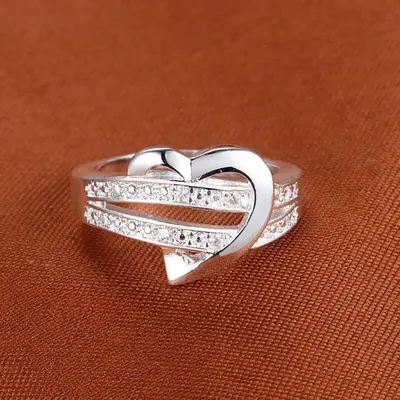 Cao Shi neue Europa- und Amerika-Mode Damen RINGE personalisierter doppelschichtiger herzförmiger Ring, eleganter und prächtiger Damenring