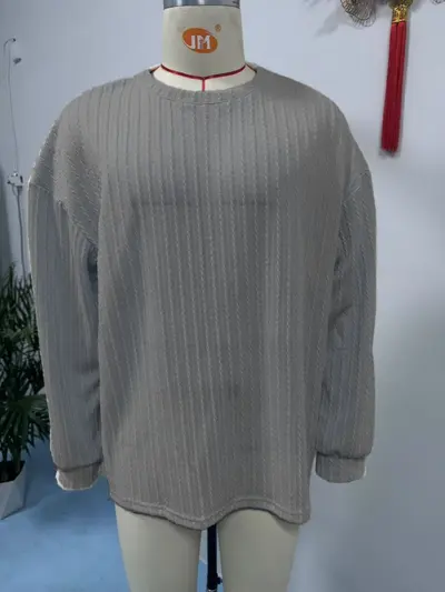 Herren-Freizeit-Langarmshirt, einfarbig, Jacquard-Muster - 8