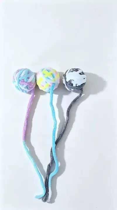 Cat Toy Set with Fabric Fish Teaser, Cotton Rope Ball and Plush Caterpillar - 12