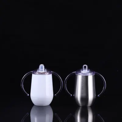 Çocuklar için 10oz 304 paslanmaz çelik çift kapaklı emiş ağızlı bardak