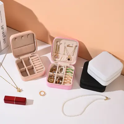 Jewelry Storage Box Beaded Necklace Earrings Studs Rings Small Zipper Jewelry Pouch High-end Jewelry Packaging Box
