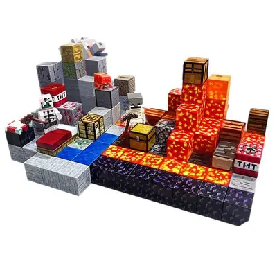 Minecraft Mıknatıslı Yapı Blokları, Eğitici DIY Yapı Modeli Oyuncak - 6
