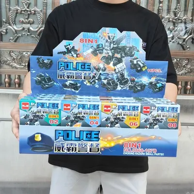 Polis Karakolu ve Polis Robotu Yapı Blokları Kör Kutu, Küçük Parçalı Set