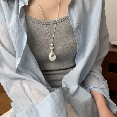 Moonlight white water drop pendant necklace - 6