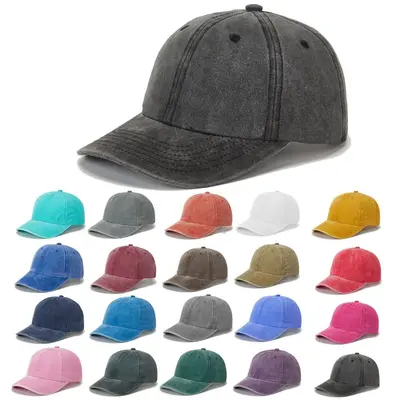 Baseballkappe mit Vintage-Effekt und Waschung, einfarbige Blanko-Kappe, europäischer und amerikanischer Retro-Stil, Grenzüberschreitende Export-Kappe für Damen.