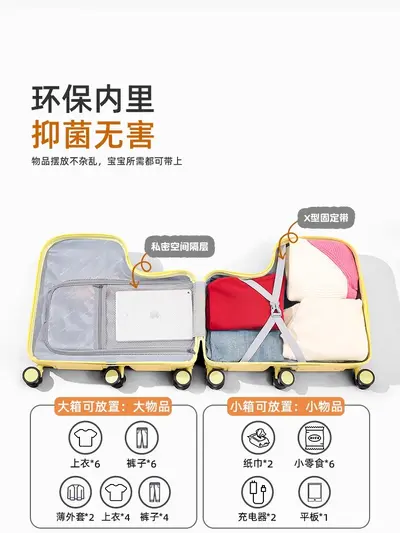 Kinder-Koffer-Set mit Sitzfläche, 20 Zoll Trolley für Jungen und Mädchen, bordtauglicher R - 5