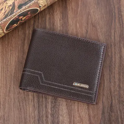 Men's Short Wallet, Multi-Card Slots, Slim Soft Leather, Horizontal Design - 5